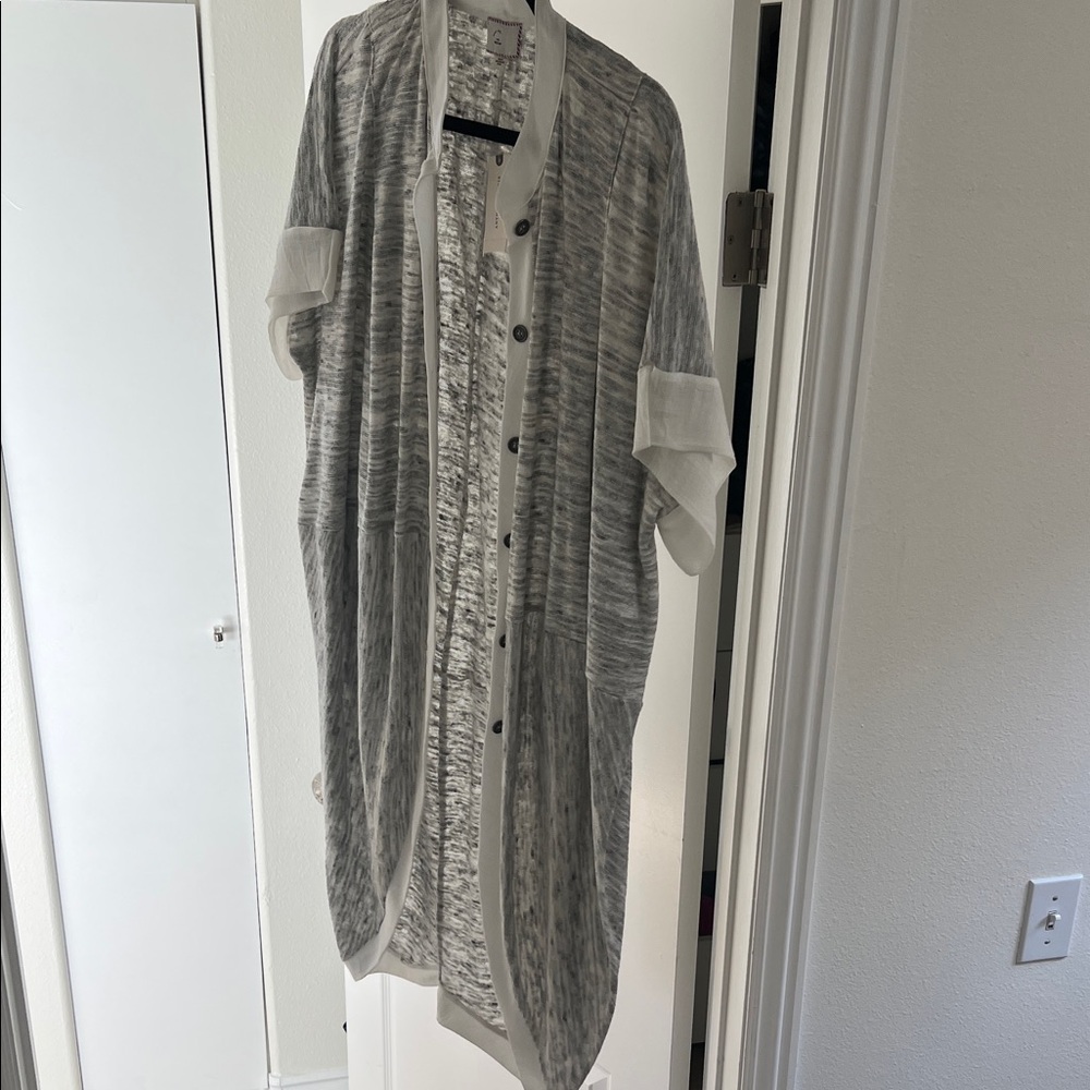 Anthropologie Gray Open-Front knit dress